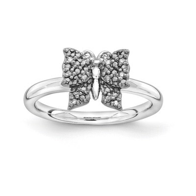 Black-plated Diamond Butterfly Ring - Sterling Silver QSK1664, MPN: QSK1664, 886774253718