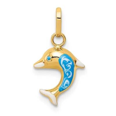Enameled Dophin Charm 14k Gold YC1428, MPN: YC1428, 191101903397