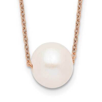 10-11mm White Round Cultured Freshwater Pearl Necklace Sterling Silver Rose-tone QHR5449-17, MPN: Q…