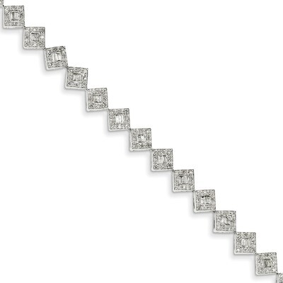 Diamond Square Link Bracelet 14k White Gold Y10885A, MPN: Y10885A, 883957424750
