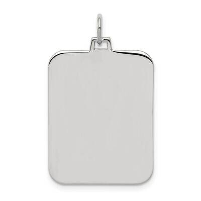 Engravable Rectangular Polish Front/Satin Back Disc Charm Sterling Silver Rhodium Plated QM506, MPN…