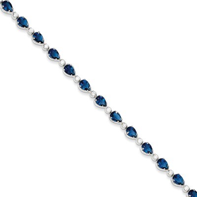 Blue and Clear Diamond Bracelet Sterling Silver QX207CZ, MPN: QX207CZ, 815479015581