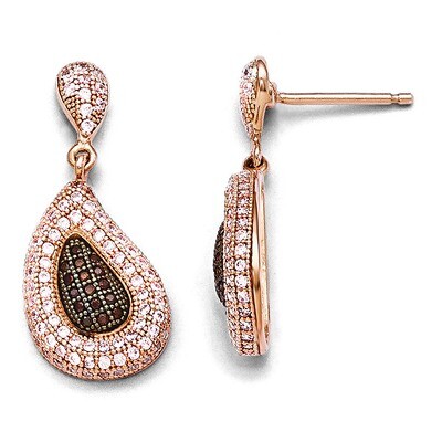 Dangle Post Earrings Sterling Silver Rose Gold-plated Cubic Zirconia QMP1264, MPN: QMP1264, 1911014…