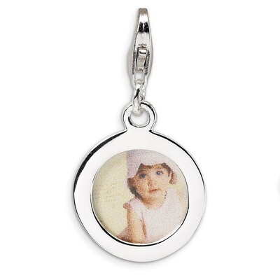 Polished Circle Frame Charm Sterling Silver QCC159 by Amore La Vita, MPN: QCC159, 883957331164
