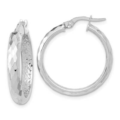 Textured Diamond-Cut Inside Fancy Hoop Earrings 14k White Gold Polished TC1025W, MPN: TC1025W, 8839…
