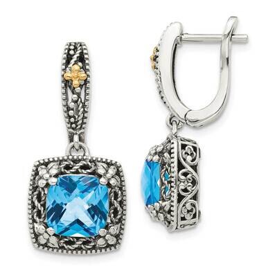 Blue Topaz Earrings Sterling Silver with 14k Gold Polished QTC1618, MPN: QTC1618, 883957621142