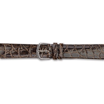 20mm Flat Brown Genuine Crocodile Silver-tone Buckle Watch Band  BAW362-20, MPN: BAW362-20,
