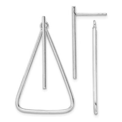 Post Front &amp; Back Dangle Triangle Earrings Sterling Silver Rhodium-Plated QE16094, MPN: QE16094, 19…