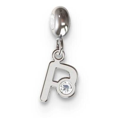 Memi Letter P with Swarovski Crystal Charm Sterling Silver Rhodium-plated ME111P-SS, MPN: ME111P-SS,
