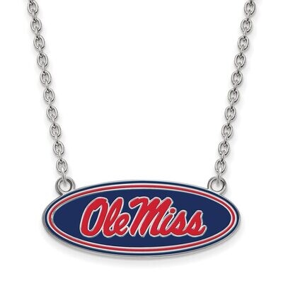 University of Mississippi Large Enamel Pendant with Chain Necklace Sterling Silver SS078UMS-18, MPN…