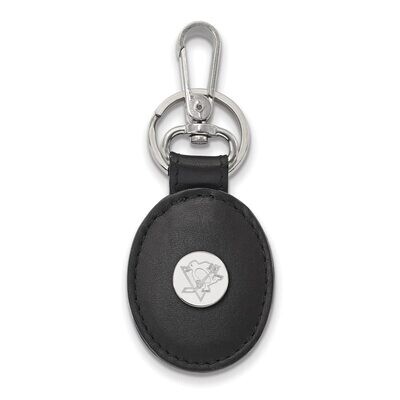 Pittsburh Penguins Black Leather Oval Key Chain Sterling Silver SS013PEN-K1, MPN: SS013PEN-K1, 8867…
