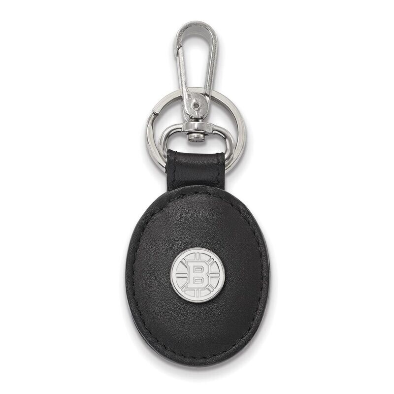 Boston Bruins Black Leather Oval Key Chain Sterling Silver SS013BRI-K1, MPN: SS013BRI-K1, 886774746…