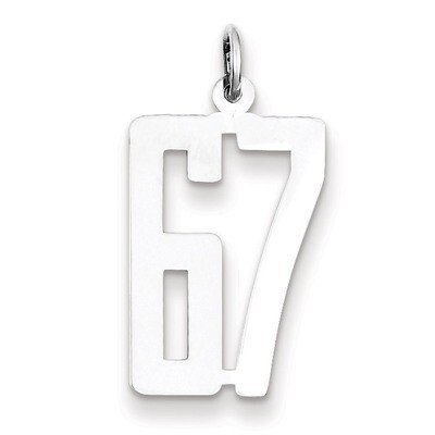 Charm Number 67 Elongated Pol Sterling Silver Small QES67, MPN: QES67, 191101190490