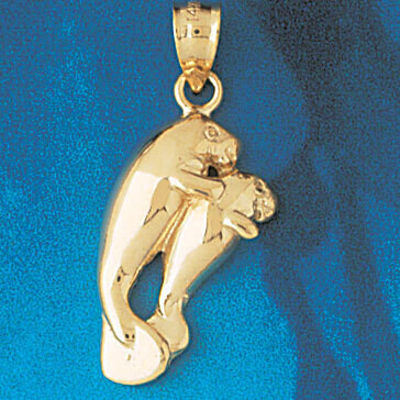 Dazzlers Jewelry Manatees Sea Cow Pendant Necklace Charm Bracelet in Yellow, White or Rose Gold 878…
