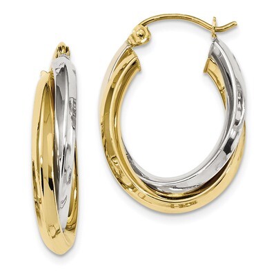 Polished Double Oval Hoop Earrings 10k Two-tone Gold 10ER285, MPN: 10ER285, 191101169304