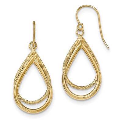 Textured Shepherd Hook Earrings 14k Gold Polished TF548, MPN: TF548, 191101365621