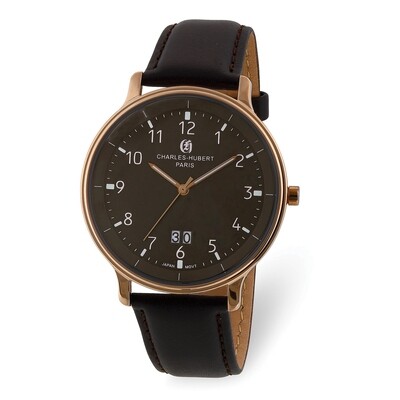 Charles Hubert Mens Rose-plated Stainless Steel Brown Dial Watch  XWA6074, MPN: XWA6074, 8488700087…