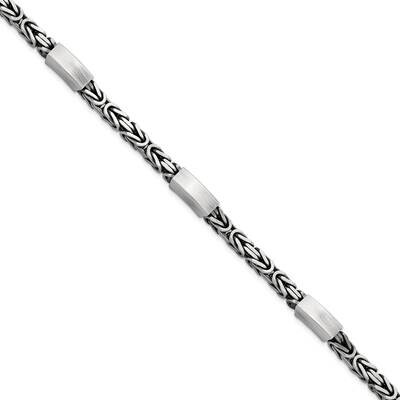 Mens Antiqued Brushed Byzantine Bar Link Bracelet Sterling Silver QG5738-8.5, MPN: QG5738-8.5, 1911…
