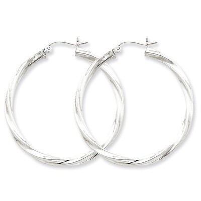 3.00mm Twisted Hoop Earrings Sterling Silver Rhodium-plated QE4587, MPN: QE4587, 883957931999
