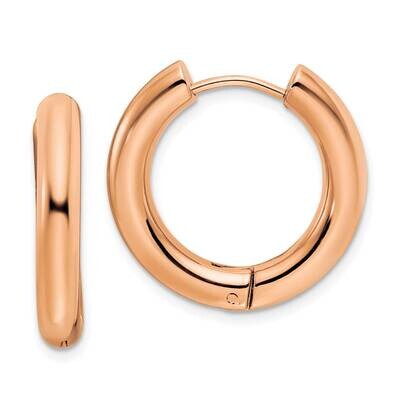 Rose Ip-Plated 4mm Hinged Hoop Earrings Stainless Steel Polished SRE1499, MPN: SRE1499, 191101867361