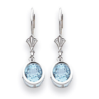 6mm Blue Topaz Leverback Earrings 14k White Gold XLB101WBT, MPN: XLB101WBT, 883957118284