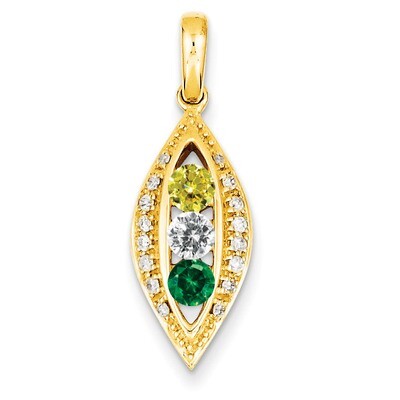 3 Birthstones Family Jewelry Diamond Semi-Set Pendant 14k Yellow Gold XMP32/3, MPN: XMP32/3, 883957…