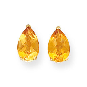 9x6mm Pear Citrine Checker Earrings 14k Gold XE82CC, MPN: XE82CC, 883957103853