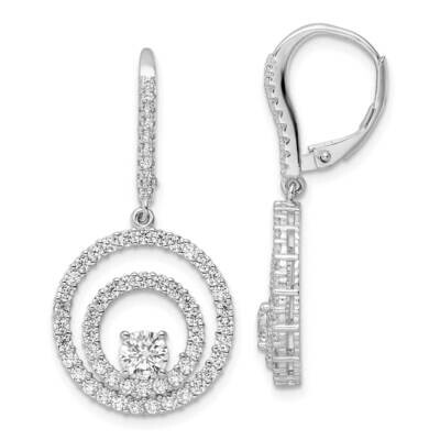 Rhodium-Plated CZ Diamond Circle Dangles Leverback Earring Sterling Silver Polished QE16250, MPN: Q…