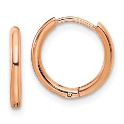 Rose Ip-Plated 1.6mm Hinged Hoop Earrings Stainless Steel Polished SRE1463, MPN: SRE1463, 191101867…