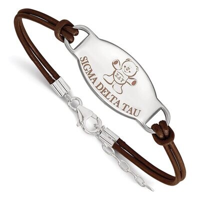 Sigma Delta Tau Enameled Oval Leather Bracelet Sterling Silver SS018SDT-7, MPN: SS018SDT-7, 8867746…