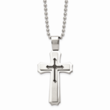 Black IP-plated Cross Necklace Stainless Steel SRN458-24 by Chisel, MPN: SRN458-24, 886774040332