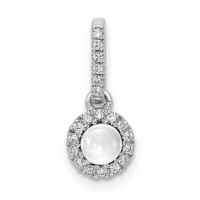 Cabochon .47 White Topaz Pendant 14k White Gold Diamond PM4031-WT-009-WA, MPN: PM4031-WT-009-WA,