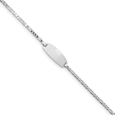 5.5 Inch Oval ID Figaro Bracelet 14k white Gold LID84W-5.5, MPN: LID84W-5.5, 883957590707