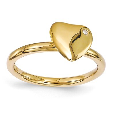Gold-plated Heart Diamond Ring - Sterling Silver QSK1603, MPN: QSK1603, 886774214283