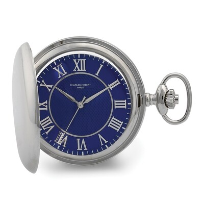 Charles Hubert Chrome Finish Blue Dial Quartz Pocket Watch  XWA6160, MPN: XWA6160, 848870009514