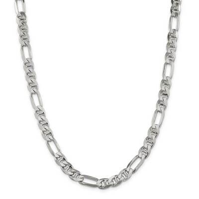 7.75mm Figaro Anchor Chain 28 Inch Sterling Silver QAF220-28, MPN: QAF220-28,
