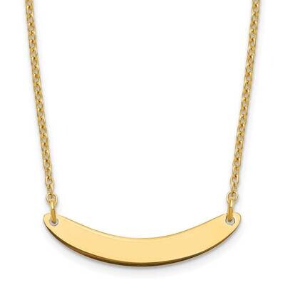 Small Polished Curved Blank Bar Necklace Sterling Silver Gold-plated XNA1201GP, MPN: XNA1201GP,