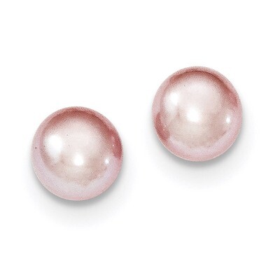 7-8mm Purple Freshwater Cultured Button Pearl Stud Earrings Sterling Silver QE12692, MPN: QE12692, …