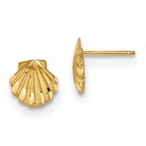 Seashell Post Earrings 14k Gold Satin Diamond-cut TC987, MPN: TC987, 191101057151