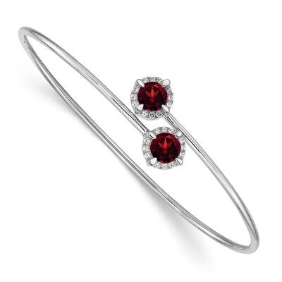 Garnet Flexible Bangle 14k White Gold BM4506-GA-012-WA, MPN: BM4506-GA-012-WA, 883957254814