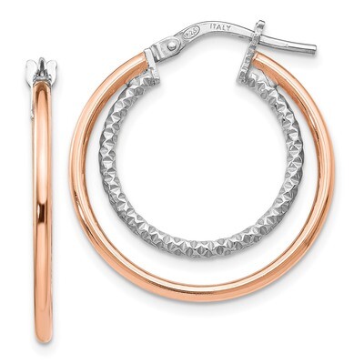 Leslie&#39;s Diamond-cut Hoop Earrings Sterling Silver Rose-tone HB-QLE1114, MPN: QLE1114, 191101607172