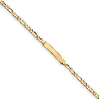 7 Inch Figaro Link ID Bracelet 14k Gold Semi-solid DCID140-7, MPN: DCID140-7, 886774011837