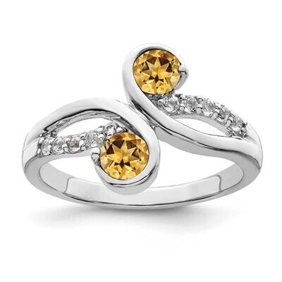 .60T.W. Citrine &amp; White Topaz Swirl Ring Sterling Silver Rhodium-Plated QR7413CI, MPN: QR7413CI, 19…