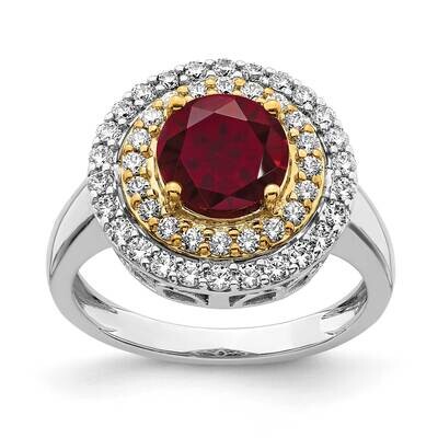 Created Ruby Ring 14k Two-tone Gold Lab Grown Diamond RM7503-CRU-063-WYLG, MPN: RM7503-CRU-063-WYLG…