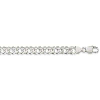 7.75mm 6 Side Diamond-Cut Flat Double Curb Chain 24 Inch Sterling Silver QFC219-24, MPN: QFC219-24,
