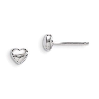 Polished Heart Post Earrings Sterling Silver Rhodium Plated QE8627, MPN: QE8627, 883957007786