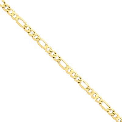 7.5mm Flat Figaro Chain 22 Inch 14k Gold FFL200-22, MPN: FFL200-22, 886774416731