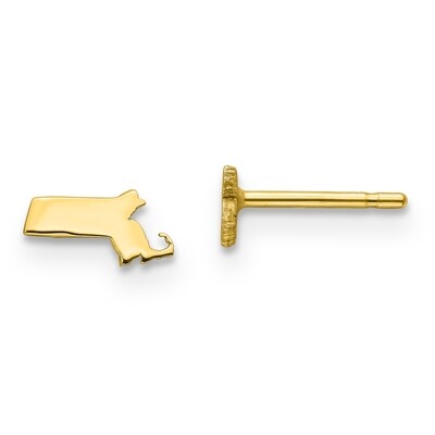 Massachusetts State Small Earrings Gold-plated on Silver Engravable XNE50GP-MA, MPN: XNE50GP-MA, 88…