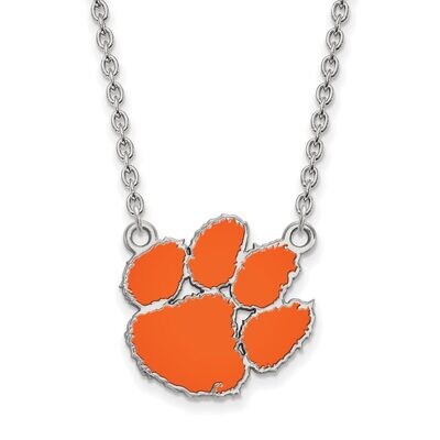 Clemson University Large Enamel Pendant with Chain Necklace Sterling Silver SS045CU-18, MPN: SS045C…