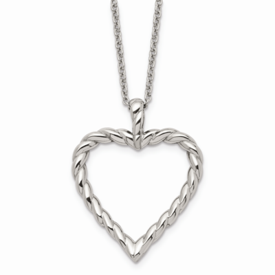 Twisted Heart Pendant Necklace Stainless Steel SRN1413-18 by Chisel, MPN: SRN1413-18, 191101850875